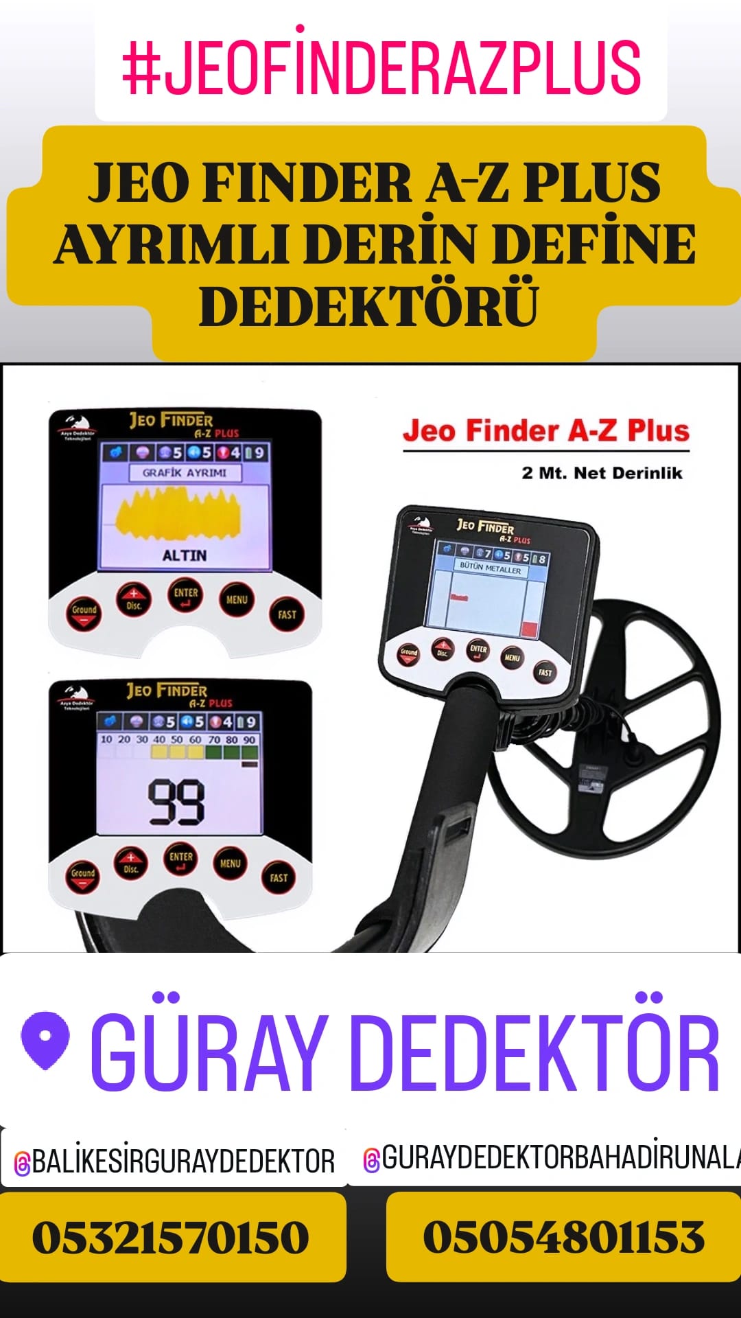 JEO FINDER A-Z PLUS ALTIN ARAMA ve DEFİNE DEDEKTÖRÜ